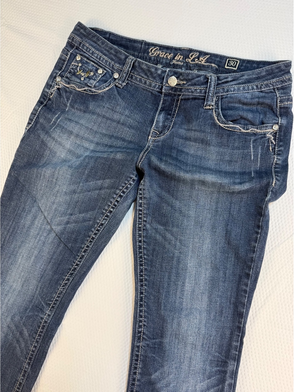 Grace in LA Jeans 13/30 Bootcut Rhinestone Embroidered Western Y2K McBling